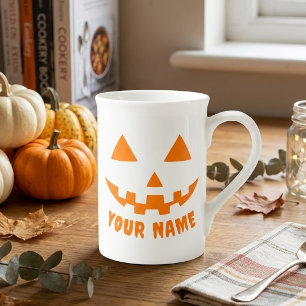 Personalisiert Orange Pumpkin Halloween Dein Name Prozellantasse