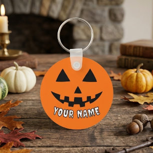 Personalisiert Orange Pumpkin Halloween Dein Name Schlüsselanhänger
