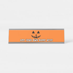 Personalisiert Orange Pumpkin Halloween Dein Name Schreibtischnamensplakette