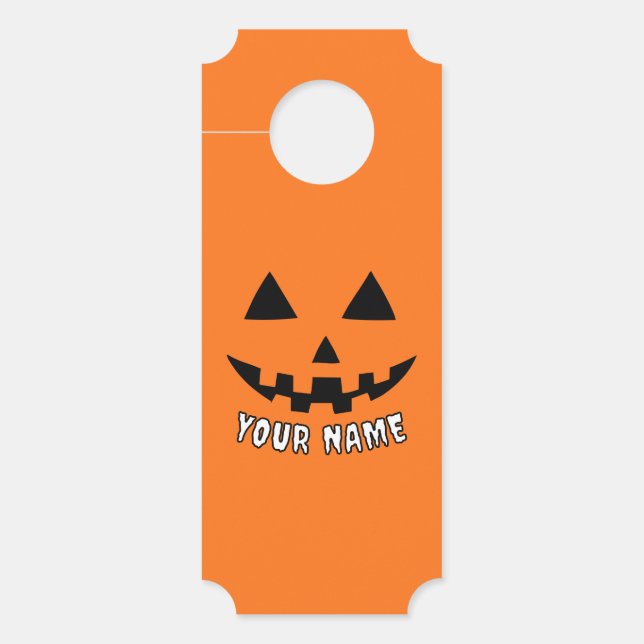 Personalisiert Orange Pumpkin Halloween Dein Name Türanhänger (Vorderseite)