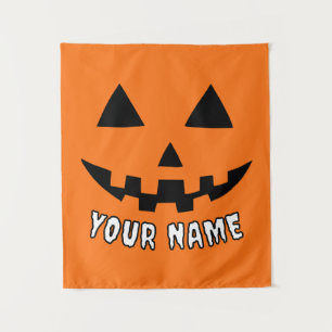 Personalisiert Orange Pumpkin Halloween Dein Name Wandteppich