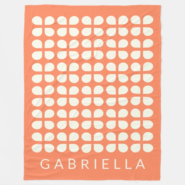 Personalisiert Orange Retro Mitteljahrhundert Mode Fleecedecke (Vorderseite)