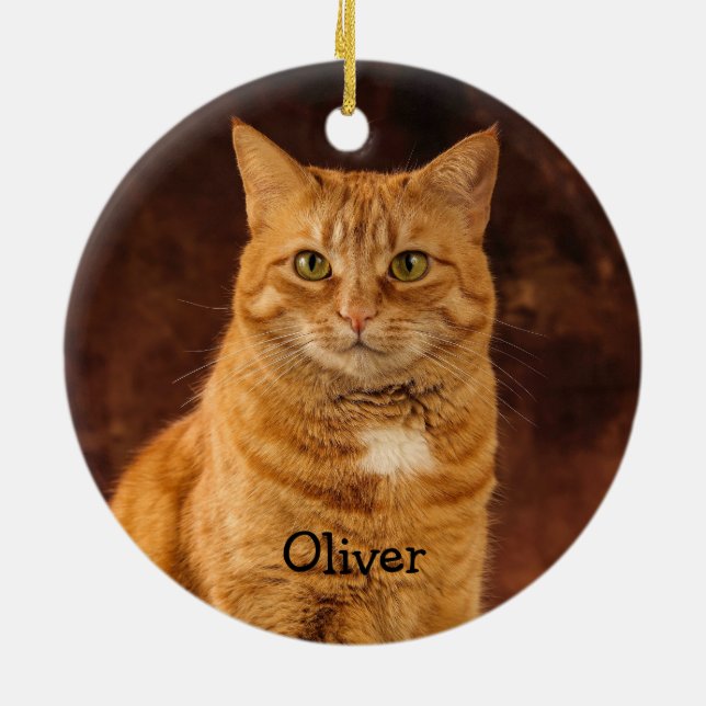 Personalisiert Orange Tabby Cat Keramik Ornament (Hinten)