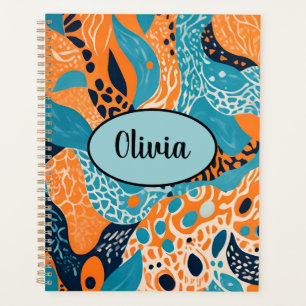 Personalisiert Orange und Blue Cheetah Print Planer