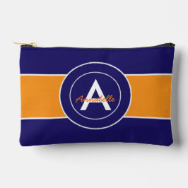 Personalisiert Orange und Blue Monogram Zubehörtasche