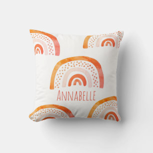 Personalisiert Orange Watercolor Rainbow Name Kissen