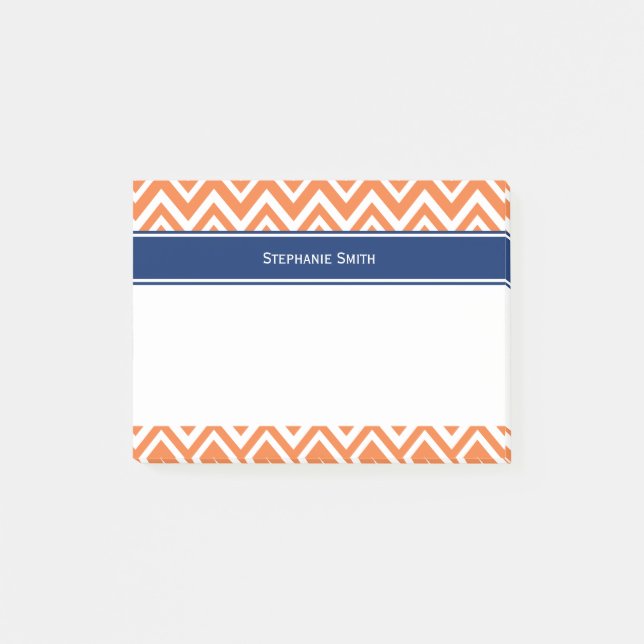 Personalisiert Orange Zigzag Muster Post-it Klebezettel (Vorderseite)