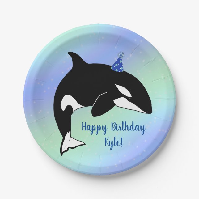 Personalisiert Orca Killer Whale Geburtstag Pappteller (Vorderseite)