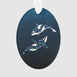 Personalisiert Orca Whale Couple Weihnachtsfeierta Ornament