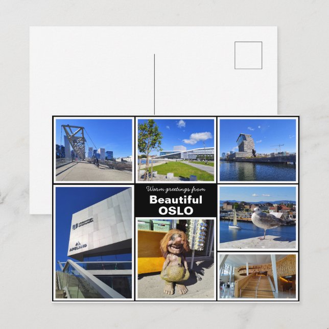 Personalisiert, Oslo Collage, Norwegen Postkarte (Vorne/Hinten)