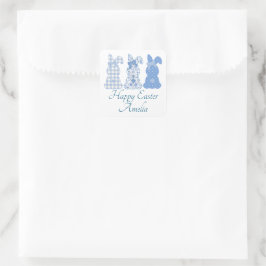 Personalisiert Ostern Bunny Coquette Blau Quadratischer Aufkleber
