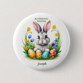 Personalisiert Ostern Bunny Egg Jagd Tote Beutel Button