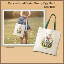 Personalisiert Ostern Bunny Egg Jagd Tote Beutel