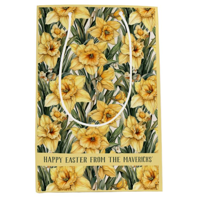 Personalisiert Ostern Geflorale Aquarellfarbe Mittlere Geschenktüte (Vorderseite)