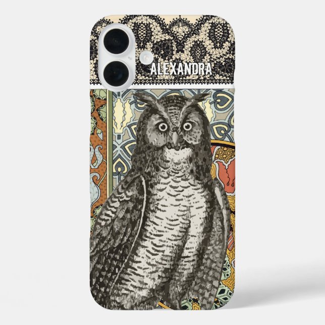 Personalisiert Owl Damask iPhone 7 Fall 16 Plus Hülle (Rückseite)