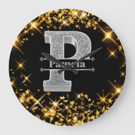 Personalisiert P Erste Silver Monogramm Ihr Name Große Wanduhr