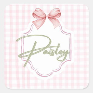 Personalisiert Paisley Baby Girl Kinderzimmer Ging Quadratischer Aufkleber