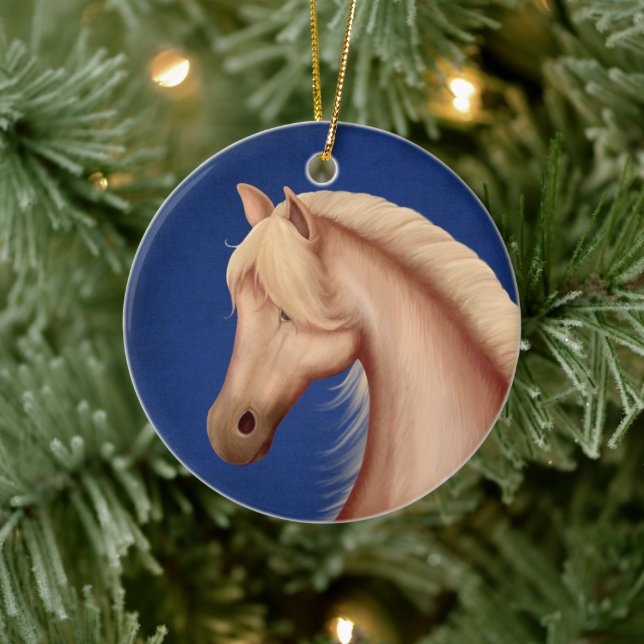Personalisiert Palomino Pony Red White Blue Horse Keramik Ornament (Baum)