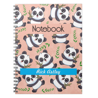 Personalisiert Panda Bamboo Leaf Rosa Hintergrund Notizblock