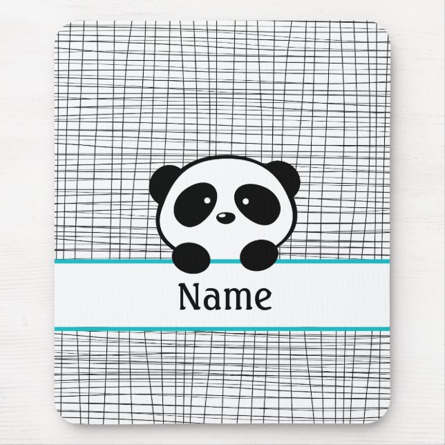 Personalisiert Panda Bear Aqua Black Mouse Pad Mousepad (Vorne)