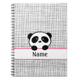 Personalisiert Panda Bear Pink Black Notebook Notizblock