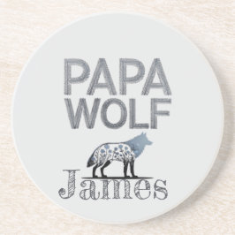 Personalisiert Papa Wolf Nature Silhouette Getränkeuntersetzer