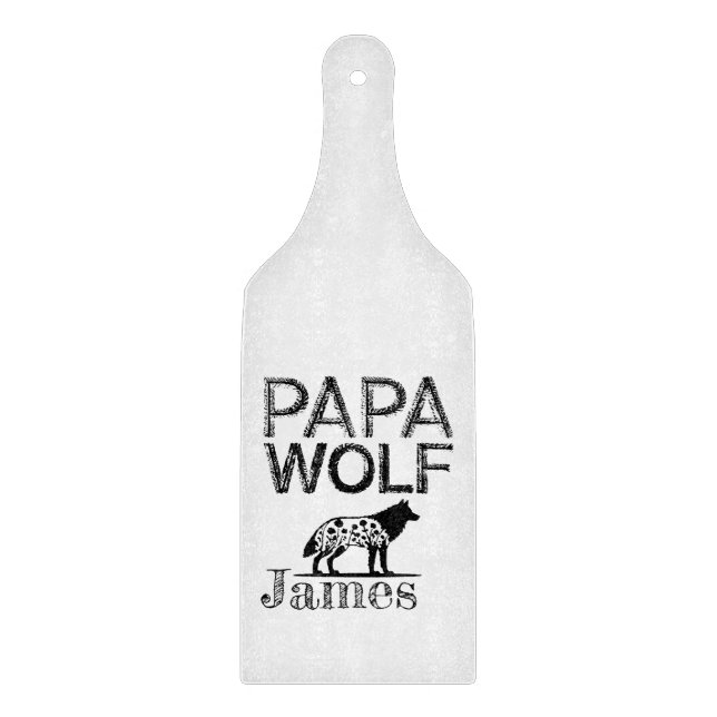 Personalisiert Papa Wolf Nature Silhouette Schneidebrett (Vorderseite)