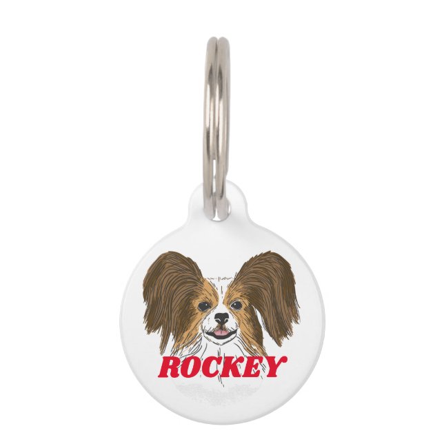 Personalisiert Papillon Puppy Dog Lover Individuel Haustiermarke (Vorderseite)