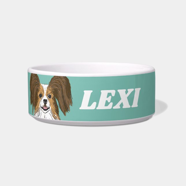 Personalisiert Papillon Puppy Dog Lover Individuel Napf (Vorderseite)