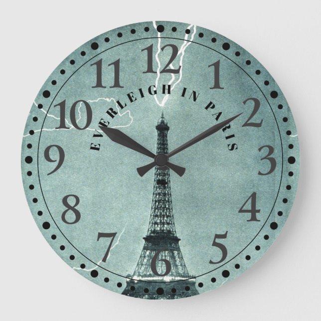 Personalisiert Paris Eiffel Tower Große Uhr (Vorderseite)