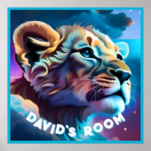 Personalisiert Pastel Baby Lion Wall Art Poster