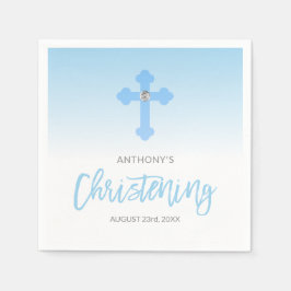 Personalisiert Pastel Blue Cross CHRISTENING Serviette