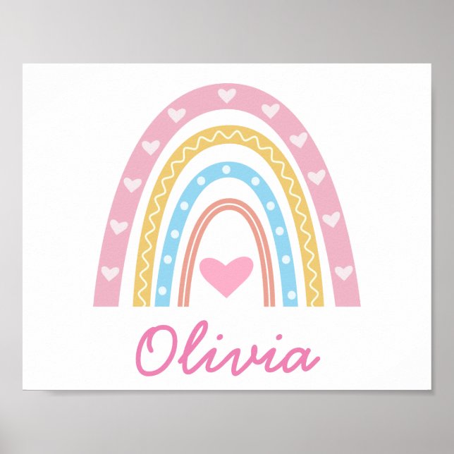 Personalisiert Pastel boho Regenbogen Name Girl Poster (Vorne)