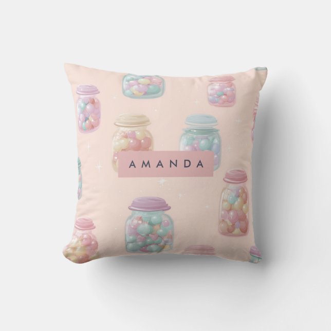 Personalisiert Pastel Candy Jar Pattern Kissen (Vorderseite)