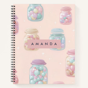 Personalisiert Pastel Candy Jar Pattern Notizbuch