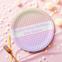 Personalisiert Pastel Gradient Gingham Party