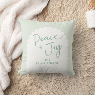 Personalisiert Pastel Green Peace + Joy Kissen