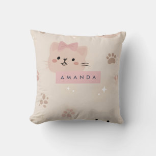 Personalisiert Pastel Kawaii Kat-Gesichtsmuster Kissen