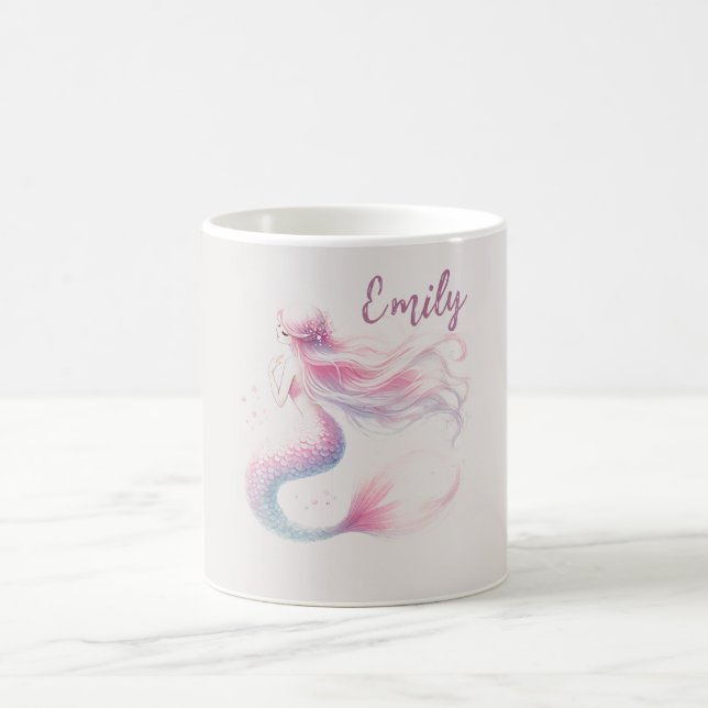 Personalisiert Pastel Pink Mermaid Tasse - Individ (Mittel)