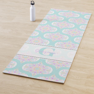 Personalisiert Pastel Rainbow Floral Mandala Mid M Yogamatte