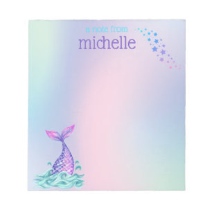 Personalisiert Pastel Rainbow Mermaid Notizblock