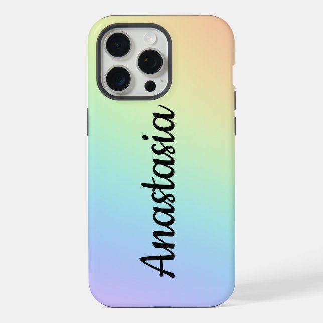 Personalisiert Pastel Rainbow Ombre iPhone 15 Pro Max Hülle (Rückseite)