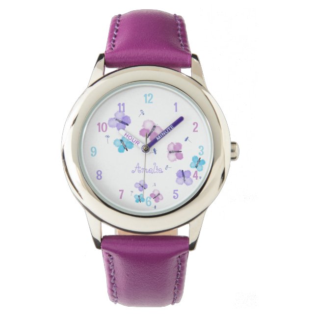 Personalisiert Pastell Butterfly Armbanduhr (Vorderseite)