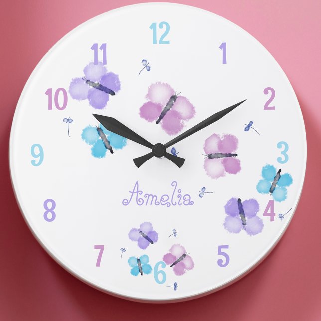 Personalisiert Pastell Butterfly Große Wanduhr (Von Creator hochgeladen)