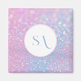 Personalisiert Pastell Pink Glitzer Magnet | Monog
