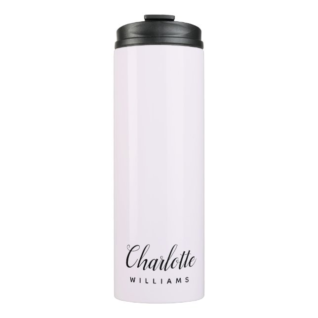Personalisiert Pastell Pink Monogram Tumbler Thermosbecher (Vorderseite)