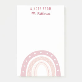 Personalisiert Pastell Pink Rainbow Calligraphy Post-it Klebezettel