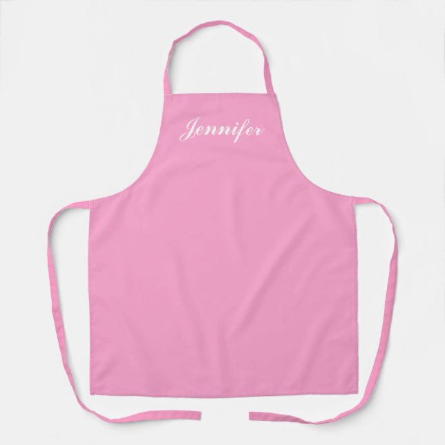 Personalisiert Pastell Pink Weiße Schrift Koch Fra Schürze (Vorderseite)