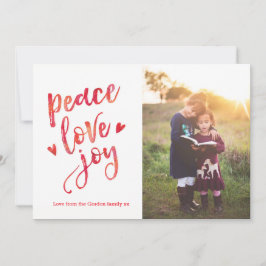 Personalisiert Peace Liebe joy Christmas Fotokarte Feiertagskarte