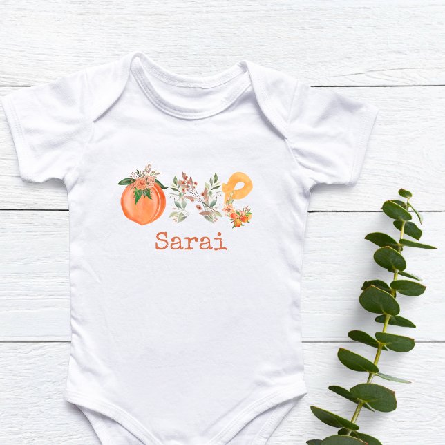 Personalisiert Peach First Birthday Baby Bodysuit Strampler (Von Creator hochgeladen)